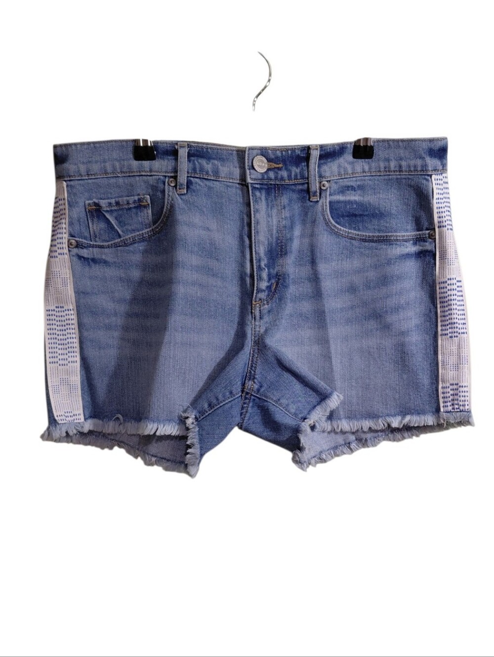 LOFT Light Blue Denim Shorts with Patterned Side Panels